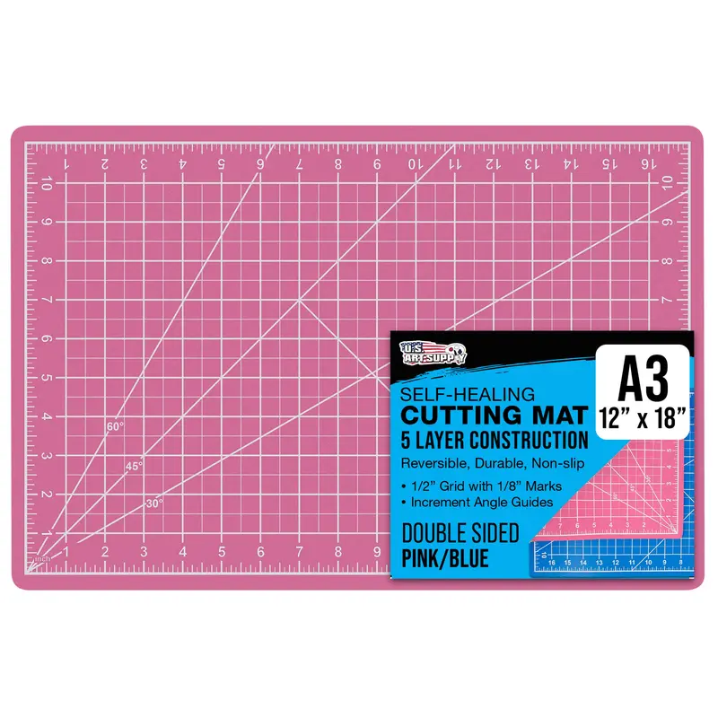 12" X 18" Self-Healing Cutting Mat 5-Ply - Double-Sided Pink/Blue Craft Mat, Non-Slip Cutting Mats For Crafts, Sewing, Quilting, Scrapbooking 1