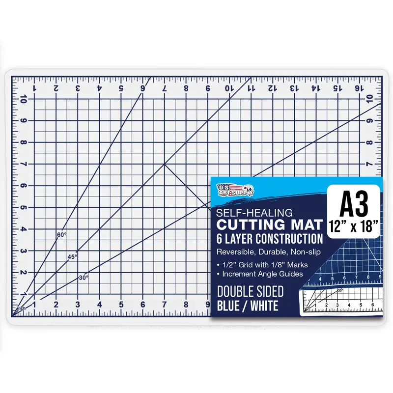 12" X 18" Self-Healing Cutting Mat 5-Ply - Double-Sided White/Blue Craft Mat, Non-Slip Cutting Mats For Crafts, Sewing, Quilting, Scrapbooking 1