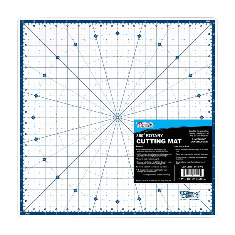 18" X 18" Self-Healing Cutting Mat 7-Ply - Rotary White/Blue Craft Mat, Non-Slip Cutting Mats For Crafts, Sewing, Quilting, Scrapbooking 1