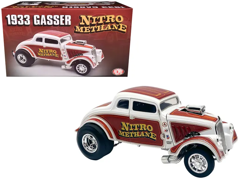 1933 Gasser "Nitro Methane" White And Brown Limited Edition To 348 Pieces Worldwide 1/18 Diecast Model Car By Acme 1
