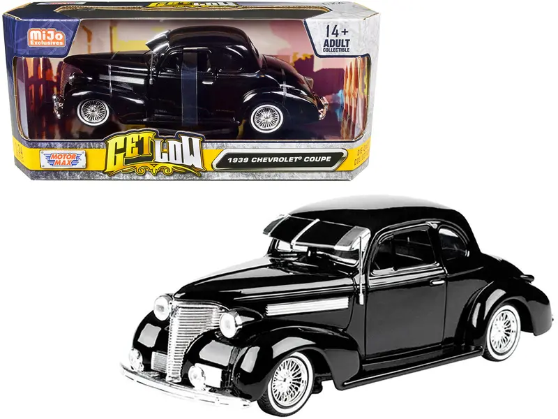 1939 Chevrolet Coupe Lowrider Black "Get Low" Series 1/24 Diecast Model Car By Motormax 1