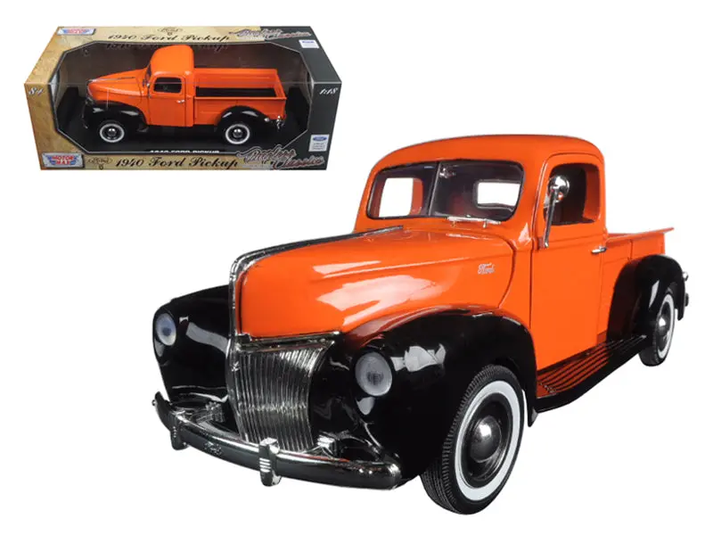 1940 Ford Pickup Truck Orange "Timeless Classics" 1/18 Diecast Model Car By Motormax 1