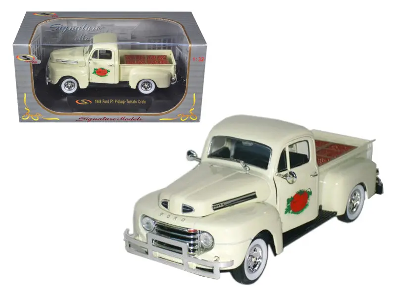 1949 Ford F-1 Delivery Pickup Truck Cream With Tomato Crates 1/32 Diecast Model Car By Signature Models 1