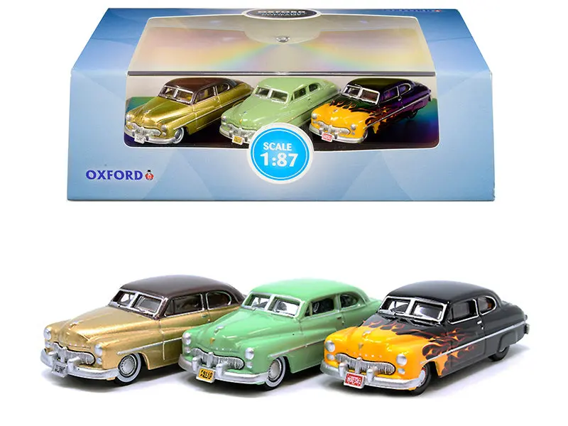 1949 Mercury Set Of 3 Cars "70Th Anniversary" 1/87 (Ho) Scale Diecast Model Cars By Oxford Diecast 1