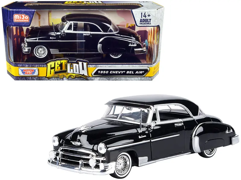 1950 Chevrolet Bel Air Lowrider Black "Get Low" Series 1/24 Diecast Model Car By Motormax 1