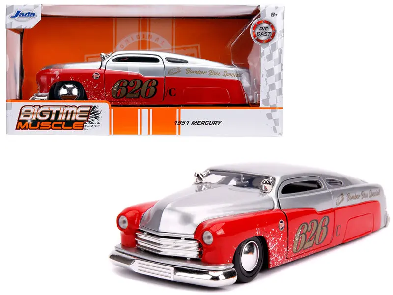 1951 Mercury Silver And Red #626 "Holley" "Bomber Bros Special" "Bigtime Muscle" 1/24 Diecast Model Car By Jada 1