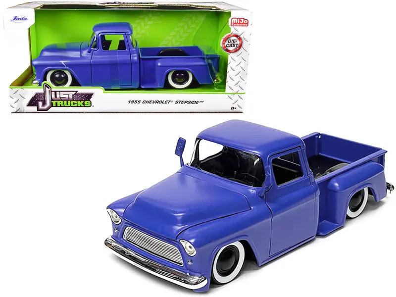 1955 Chevrolet Stepside Pickup Truck Matt Blue "Just Trucks" Series 1/24 Diecast Model Car By Jada 1