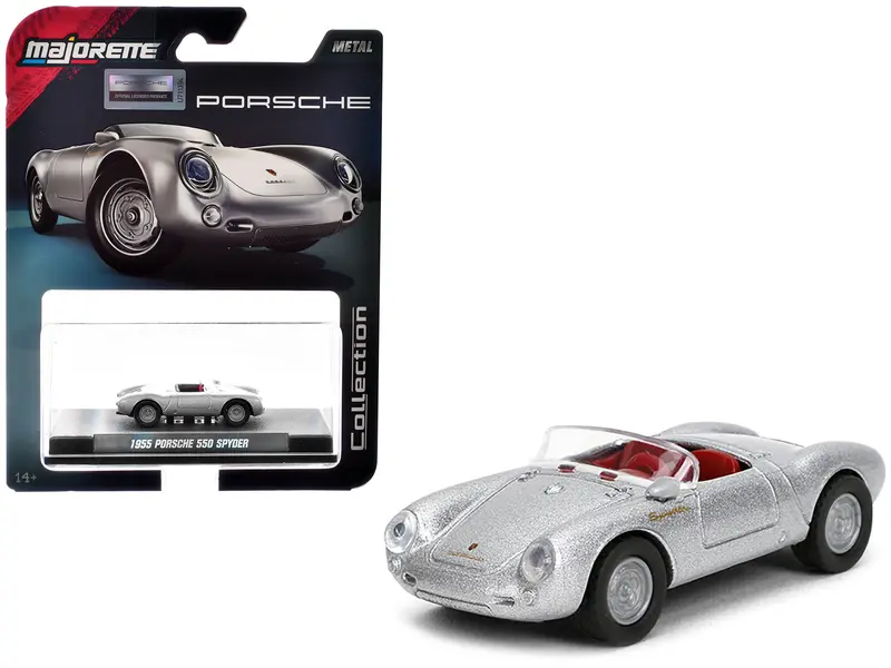 1955 Porsche 550 Spyder Silver Metallic With Red Interior "Collection" Series 1/64 Diecast Model Car By Majorette 1