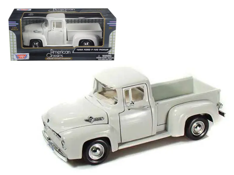 1956 Ford F-100 Pickup Truck White 1/24 Diecast Model Car By Motormax 1
