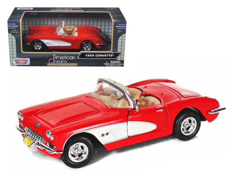 1959 Chevrolet Corvette Convertible Red 1/24 Diecast Model Car By Motormax 1
