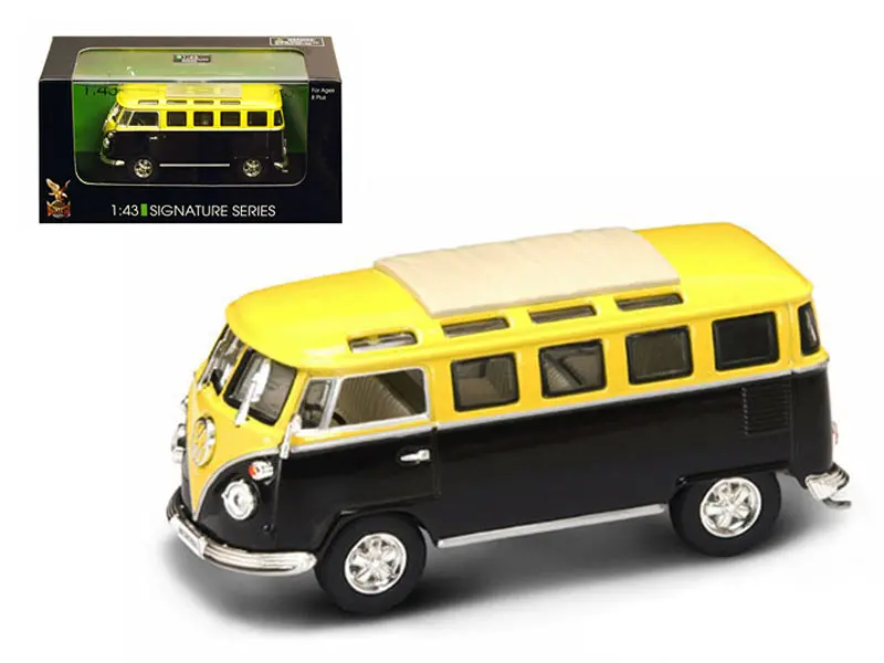 1962 Volkswagen Microbus Van Bus Yellow/Black 1/43 Diecast Car By Road Signature 1