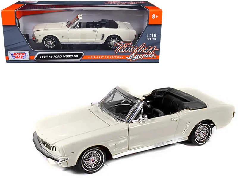 1964 1/2 Ford Mustang Convertible Cream 1/18 Diecast Car Model By Motormax 1