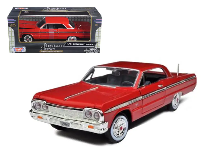 1964 Chevrolet Impala Red 1/24 Diecast Model Car By Motormax 1