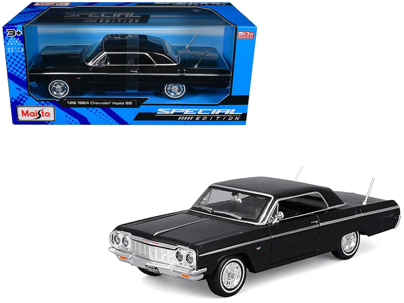 1964 Chevrolet Impala Ss Black "Special Edition" Series 1/26 Diecast Model Car By Maisto 1
