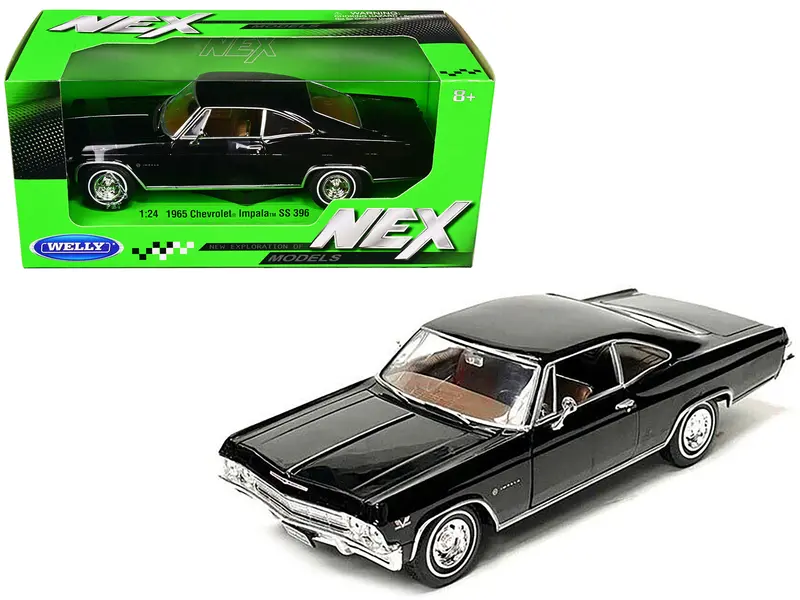 1965 Chevrolet Impala Ss 396 Black With Brown Interior "Nex Models" 1/24 Diecast Model Car By Welly 1