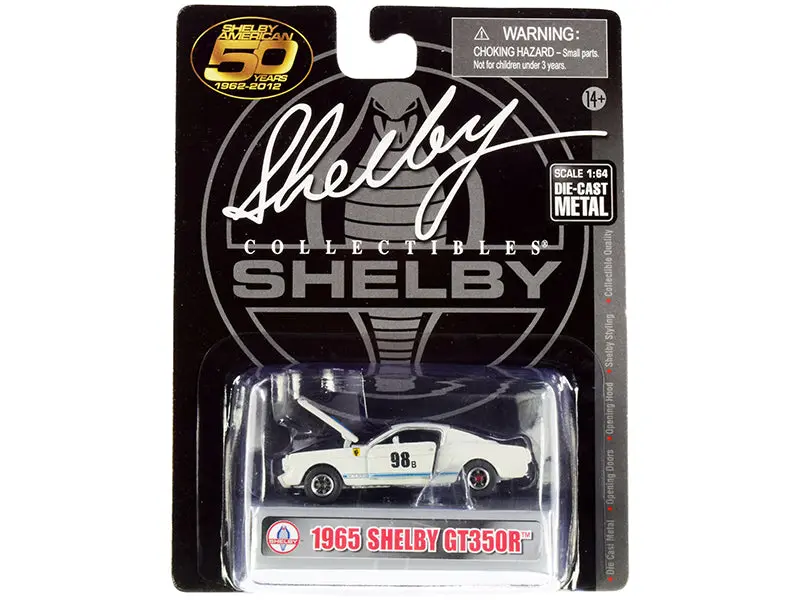 1965 Ford Mustang Shelby Gt350r #98B "Terlingua Racing Team" White With Blue Stripes "Shelby American 50 Years" (1962-2012) 1/64 Diecast Model Car By Shelby Collectibles 1