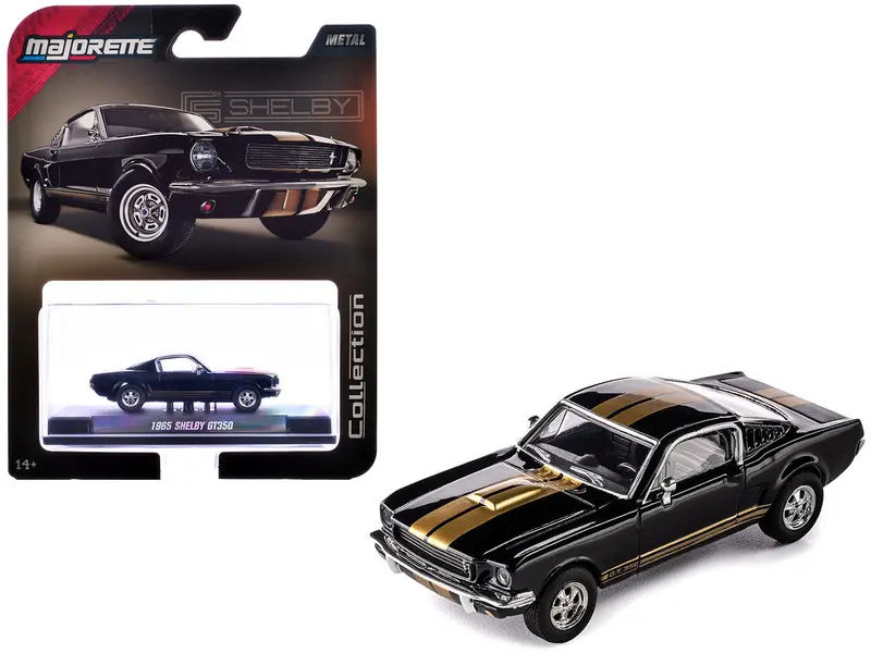 1965 Shelby Gt350 Black With Gold Stripes "Collection" Series 1/64 Diecast Model Car By Majorette 1