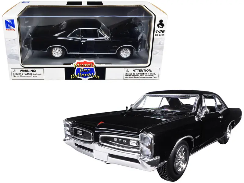 1966 Pontiac Gto Black "Muscle Car Collection" 1/25 Diecast Model Car By New Ray 1