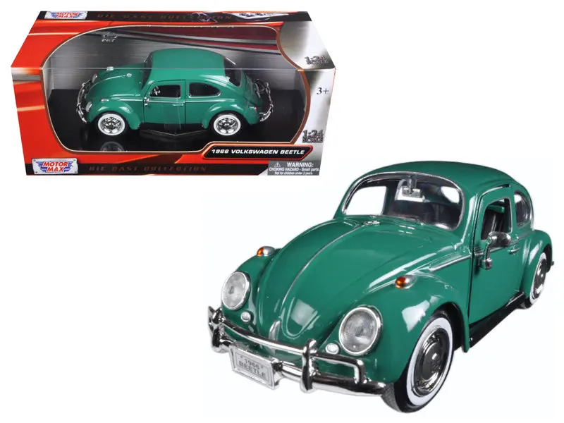 1966 Volkswagen Beetle Green 1/24 Diecast Model Car By Motormax 1
