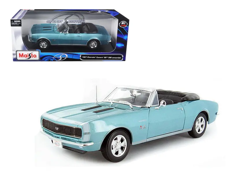 1967 Chevrolet Camaro Ss 396 Convertible Turquoise 1/18 Diecast Model Car By Maisto 1