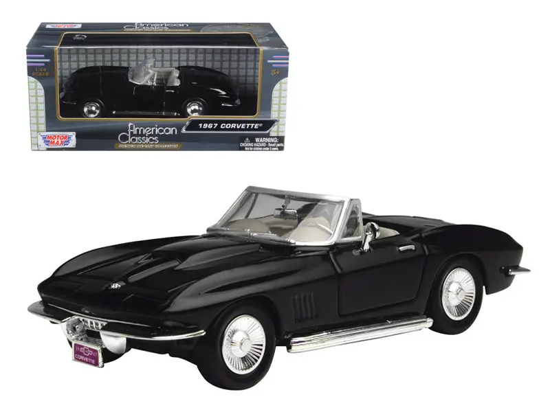 1967 Chevrolet Corvette Convertible Black 1/24 Diecast Model Car By Motormax 1