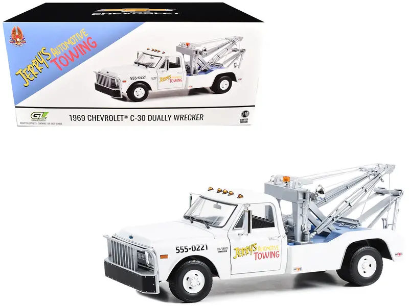 1969 Chevrolet C-30 Dually Wrecker Jerry’S Towing "Fall Guy Stuntman Association" "The Fall Guy" (1981-1986) Tv Series 1/18 Diecast Model Car By Greenlight 1