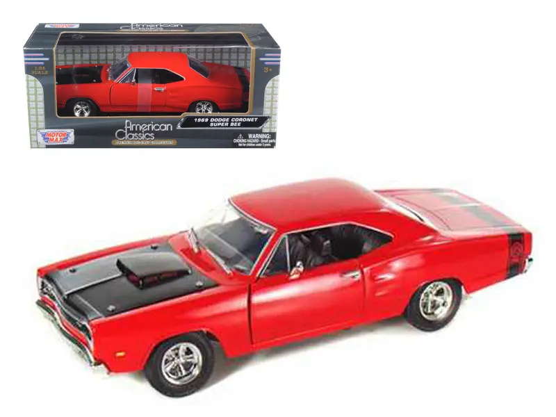 1969 Dodge Coronet Super Bee Red 1/24 Diecast Model Car By Motormax 1