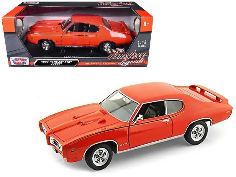 1969 Pontiac Gto Judge Orange 1/18 Diecast Model Car By Motormax 1