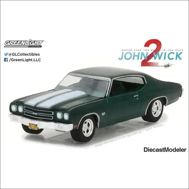 1970 Chevrolet Chevelle Ss 396 Green John Wick (2014) Movie-1/64 1
