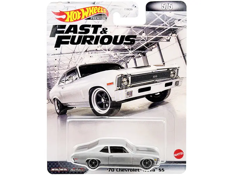 1970 Chevrolet Nova Ss Silver Metallic With Black Stripes "Fast & Furious" Series Diecast Model Car By Hot Wheels 1