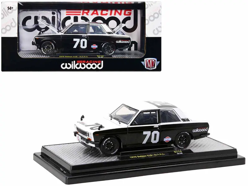 1970 Datsun 510 #70 Black And White "Wilwood Racing" Limited Edition To 6000 Pieces Worldwide 1/24 Diecast Model Car By M2 Machines 1