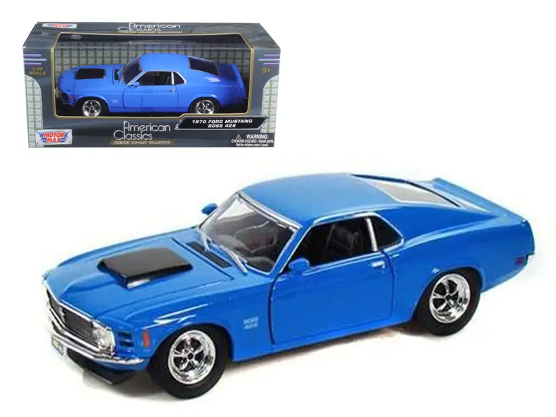 1970 Ford Mustang Boss 429 Blue 1/24 Diecast Model Car By Motormax 1