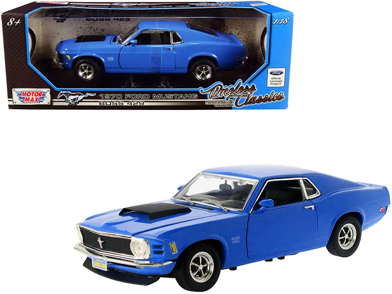 1970 Ford Mustang Boss 429 Dark Blue "Timeless Classics" Series 1/18 Diecast Model Car By Motormax 1
