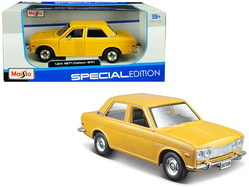1971 Datsun 510 Yellow "Special Edition" 1/24 Diecast Model Car By Maisto 1