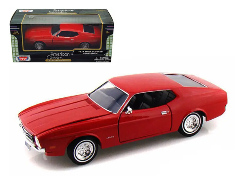 1971 Ford Mustang Sportsroof Red 1/24 Diecast Model Car By Motormax 1