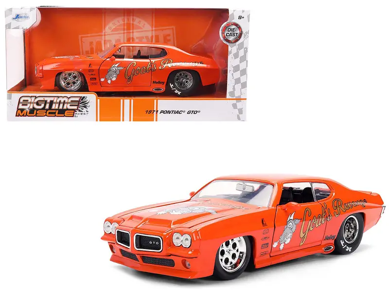 1971 Pontiac Gto "Goat's Revenge" Orange With Graphics "Bigtime Muscle" Series 1/24 Diecast Model Car By Jada 1