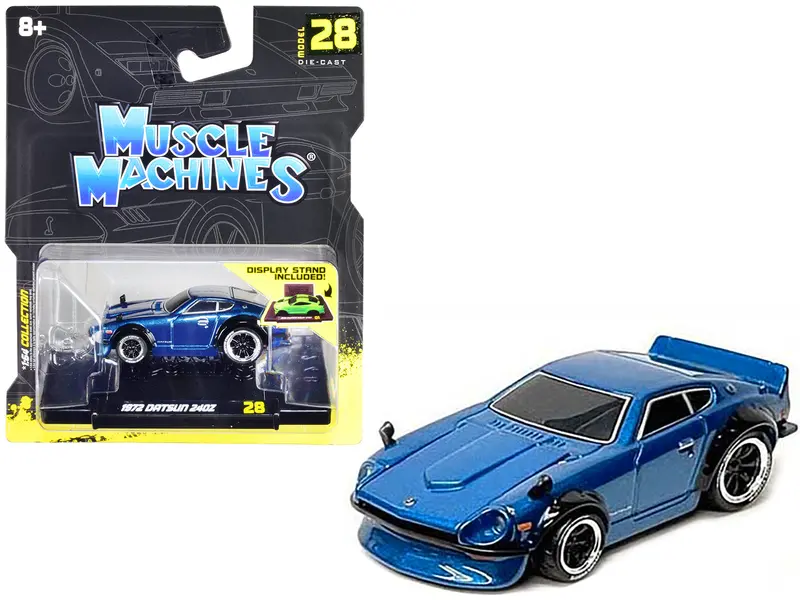 1972 Datsun 240Z Blue Metallic 1/64 Diecast Model Car By Muscle Machines 1