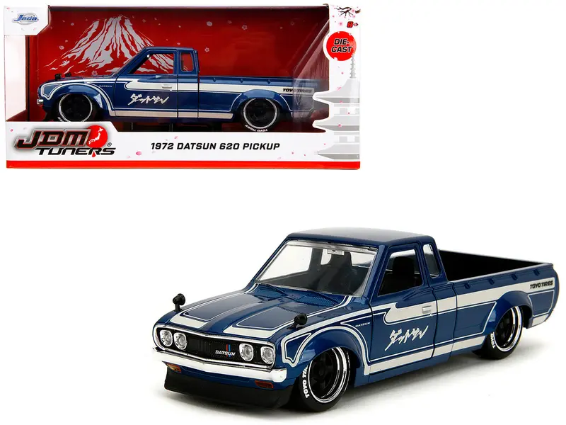 1972 Datsun 620 Pickup Truck Blue Metallic And Cream "Jdm Tuners" Series 1/24 Diecast Model Car By Jada 1