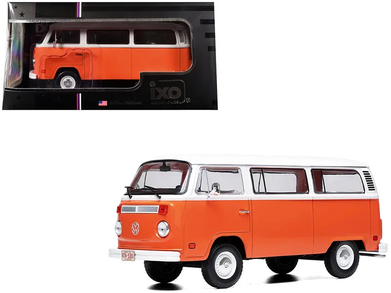 1974 Volkswagen T2 Bus Orange And White 1/24 Diecast Model By Ixo Models 1