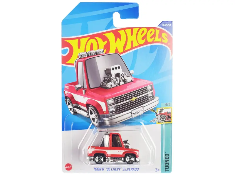 1983 Chevrolet Silverado "Toon'd" Pickup Truck Red And White "Tooned" Series Diecast Model Car By Hot Wheels 1