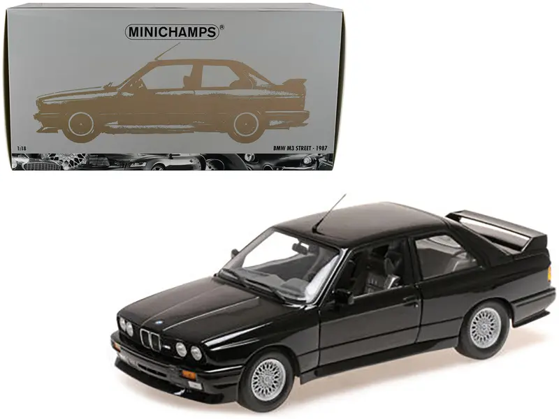 1987 Bmw M3 Street Black Metallic 1/18 Diecast Model Car By Minichamps 1