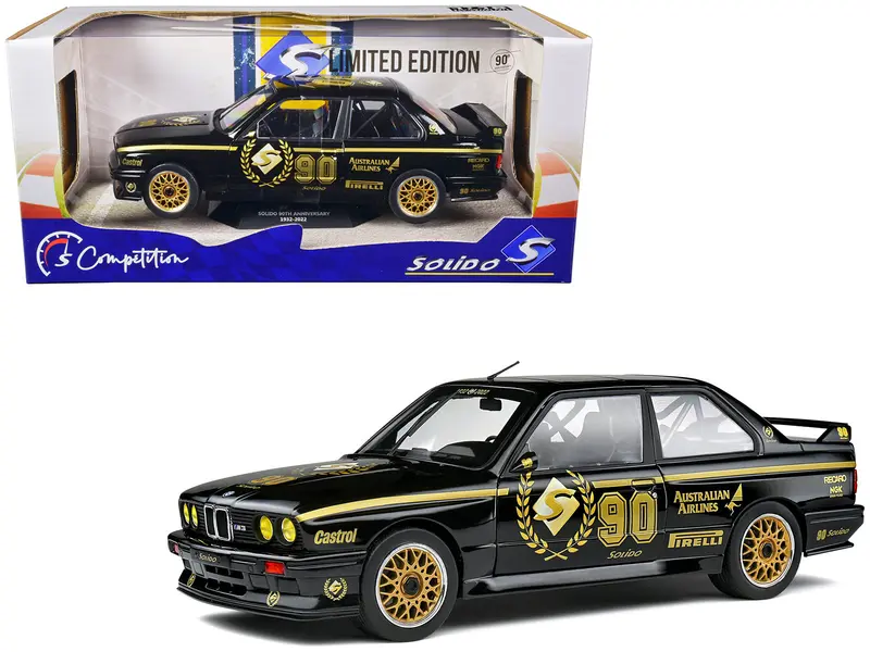 1990 Bmw E30 M3 Black "Solido 90Th Anniversary" Livery Limited Edition "Competition" Series 1/18 Diecast Model Car By Solido 1