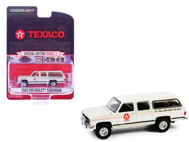 1990 Chevrolet Suburban "Texaco" Cream And White "Texaco Special Edition" Series 1 1/64 Diecast Model Car By Greenlight 1