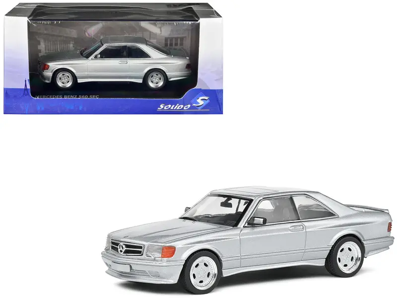 1990 Mercedes-Benz 560 Sec Amg Widebody Silver Metallic 1/43 Diecast Model Car By Solido 1