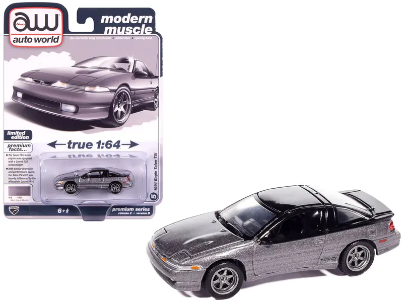 1991 Eagle Talon Tsi Medium Quartz Metallic With Black Top "Modern Muscle" Series 1/64 Diecast Model Car By Auto World 1
