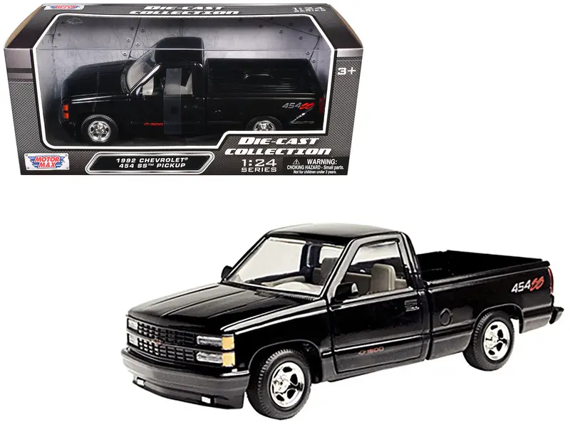 1992 Chevrolet 454 Ss Pickup Truck Black 1/24 Diecast Model Car By Motormax 1