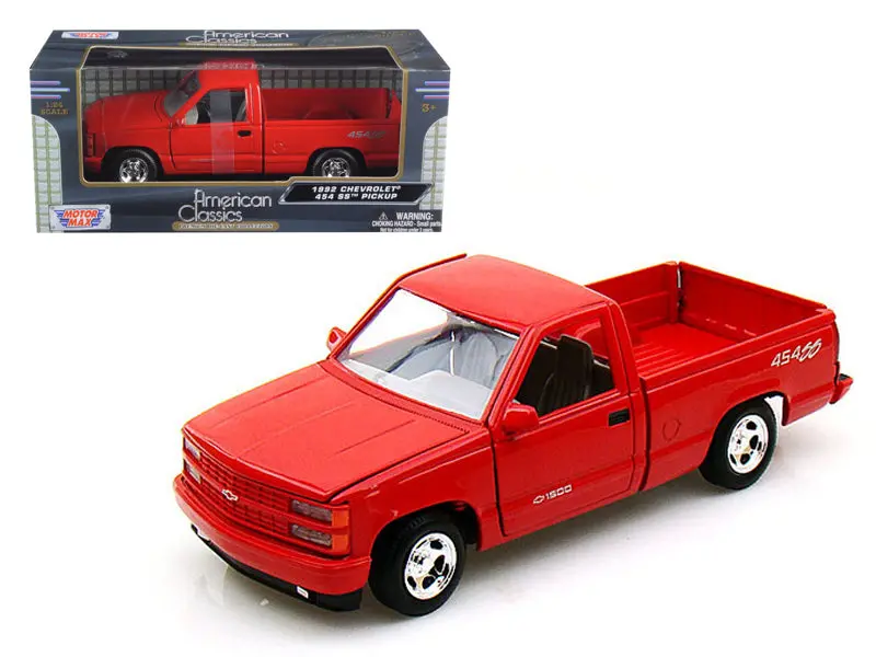 1992 Chevrolet Ss 454 Pickup Truck Red 1/24 Diecast Model By Motormax 1