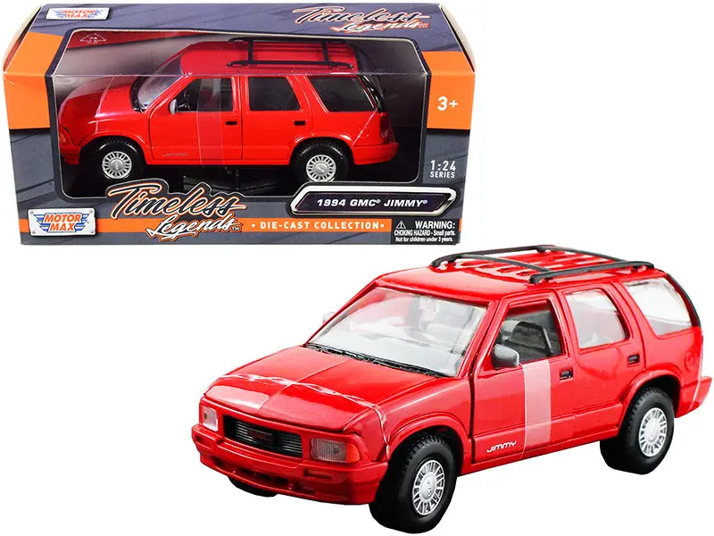 1994 Gmc Jimmy With Roof Rack Red "Timeless Legends" Series 1/24 Diecast Model Car By Motormax 1