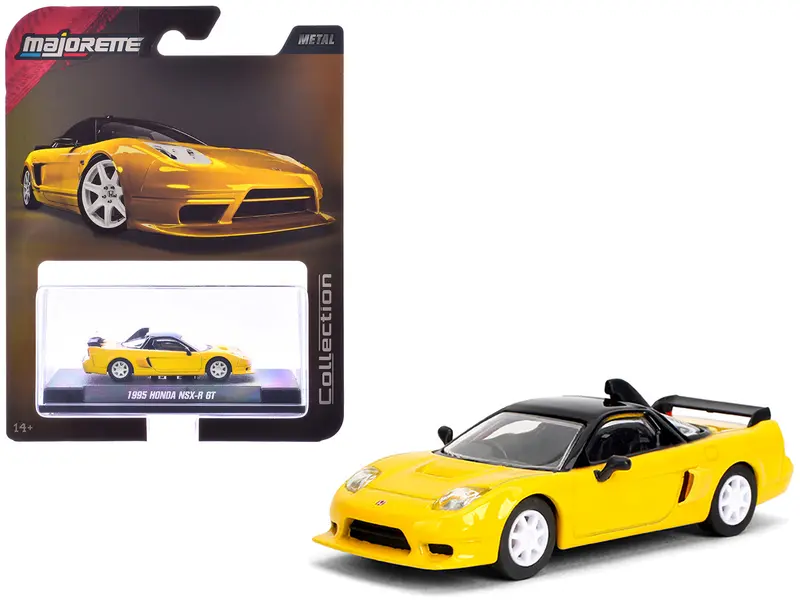 1995 Honda Nsx-R Gt Rhd (Right Hand Drive) Yellow With Black Top "Collection" Series 1/64 Diecast Model Car By Majorette 1