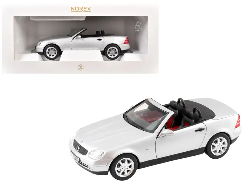 1996 Mercedes-Benz Slk Convertible Brilliant Silver Metallic 1/18 Diecast Model Car By Norev 1